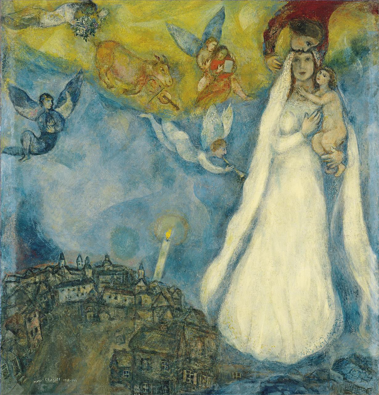 Madonna del pueblo detalle contemporáneo Marc Chagall Pintura al óleo